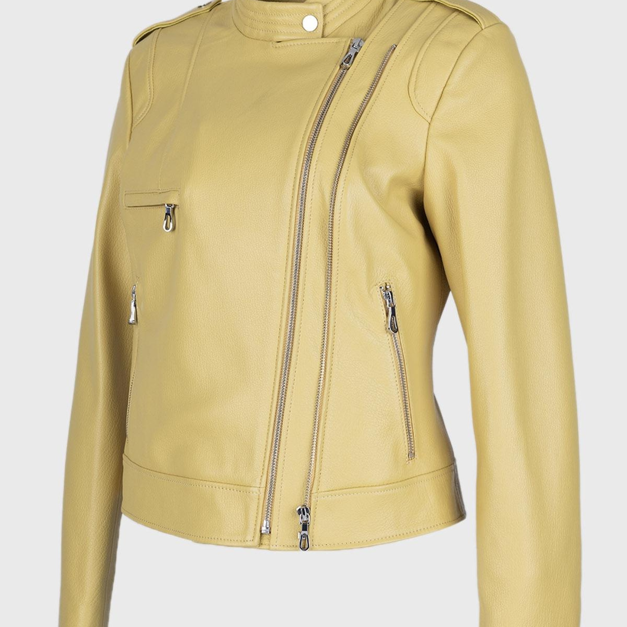 Valmenti Kadın Hakiki Deri Sarı Mont