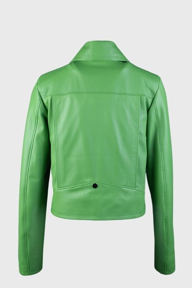  Valmenti Kadın Yeşil Hakiki Deri Deri Mont