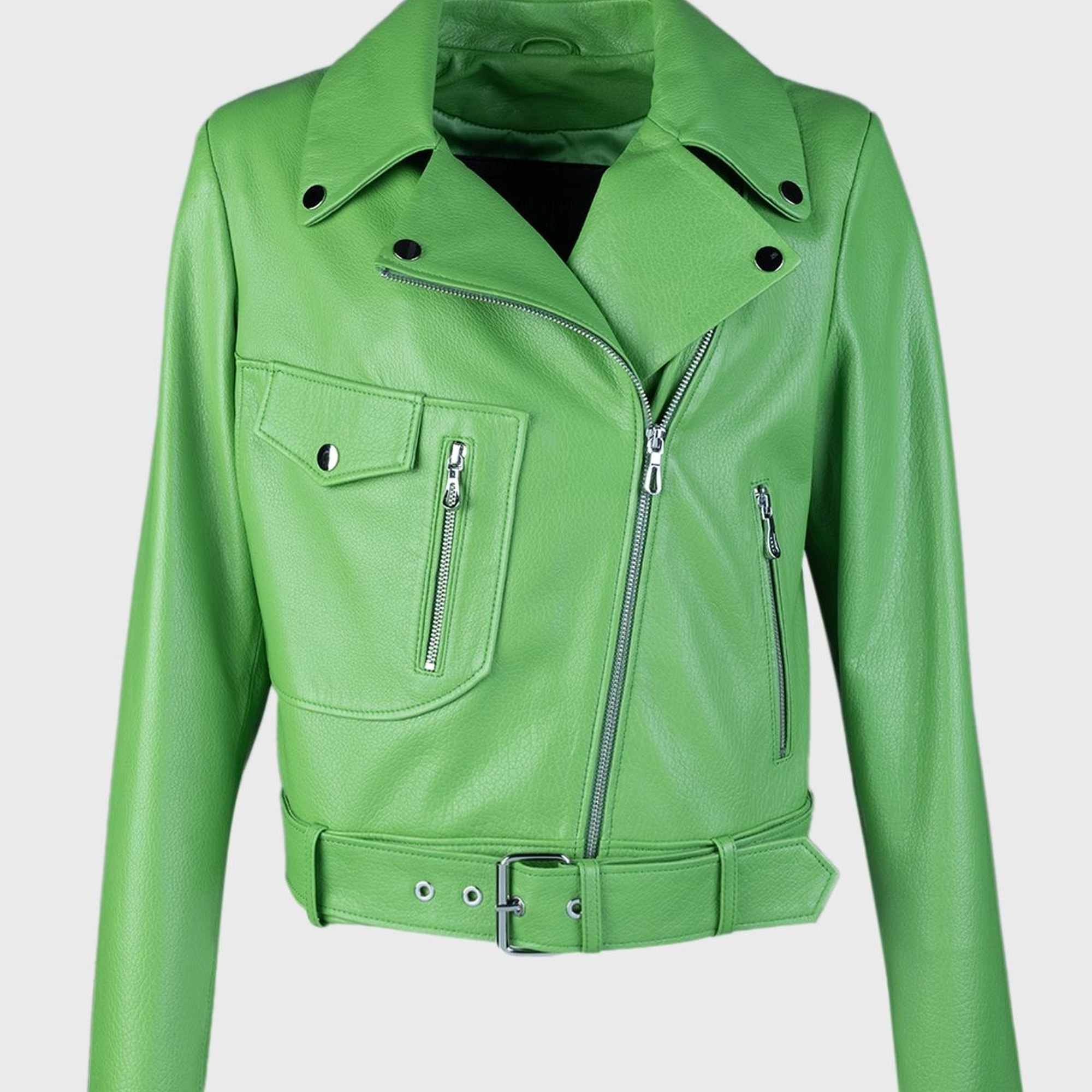 Valmenti Kadın Yeşil Hakiki Deri Deri Mont