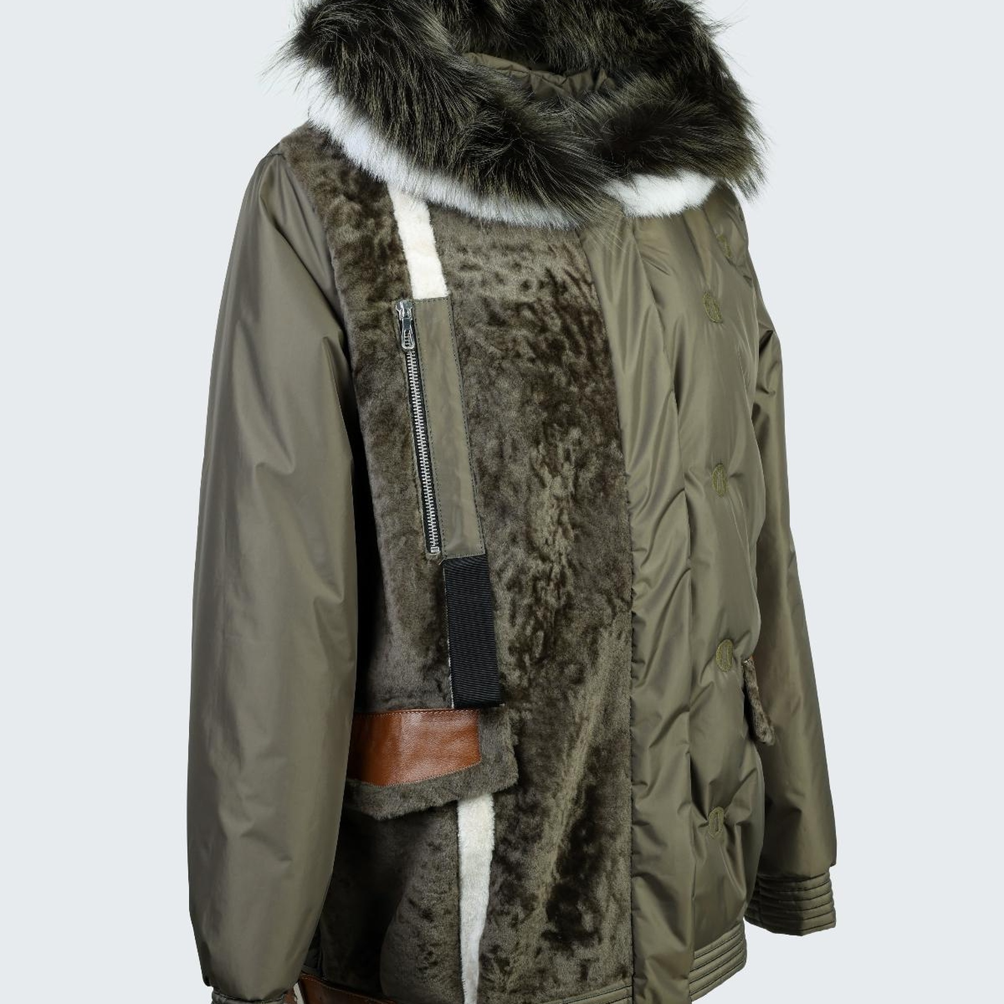 Valmenti Kadın Haki KURK/DERI/KUMAS Mont