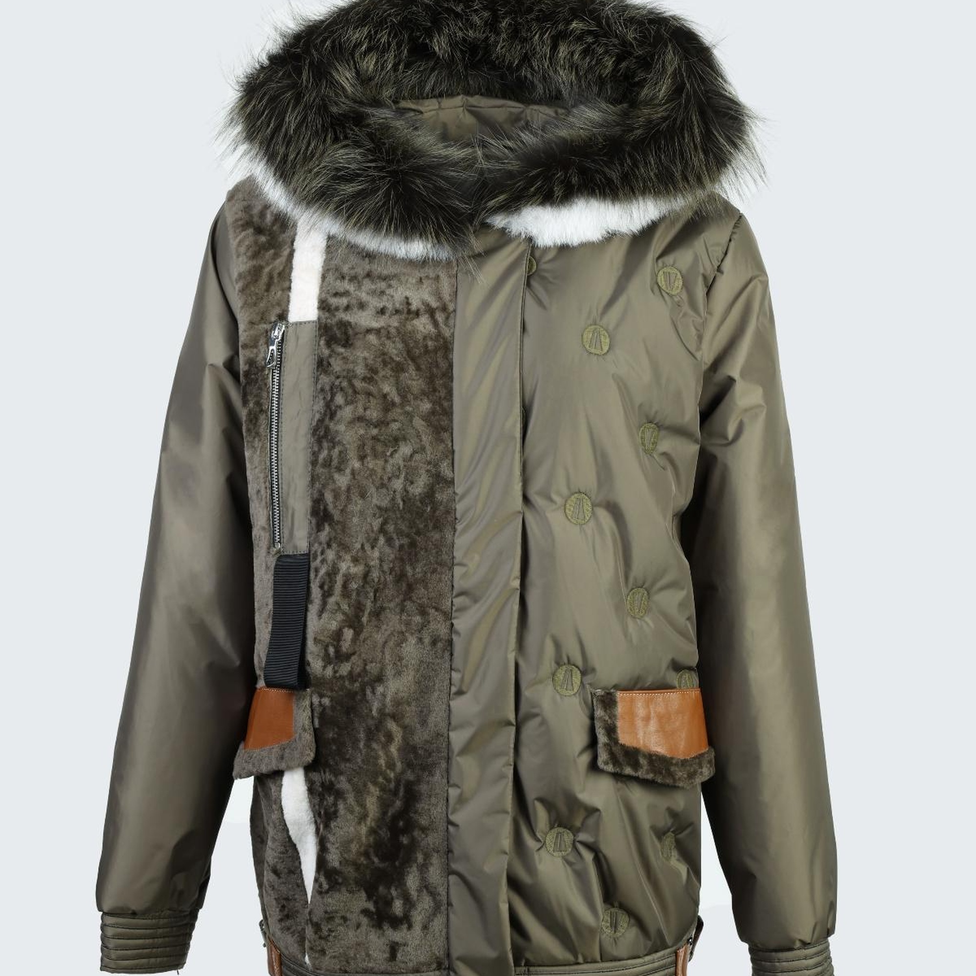 Valmenti Kadın Haki KURK/DERI/KUMAS Mont