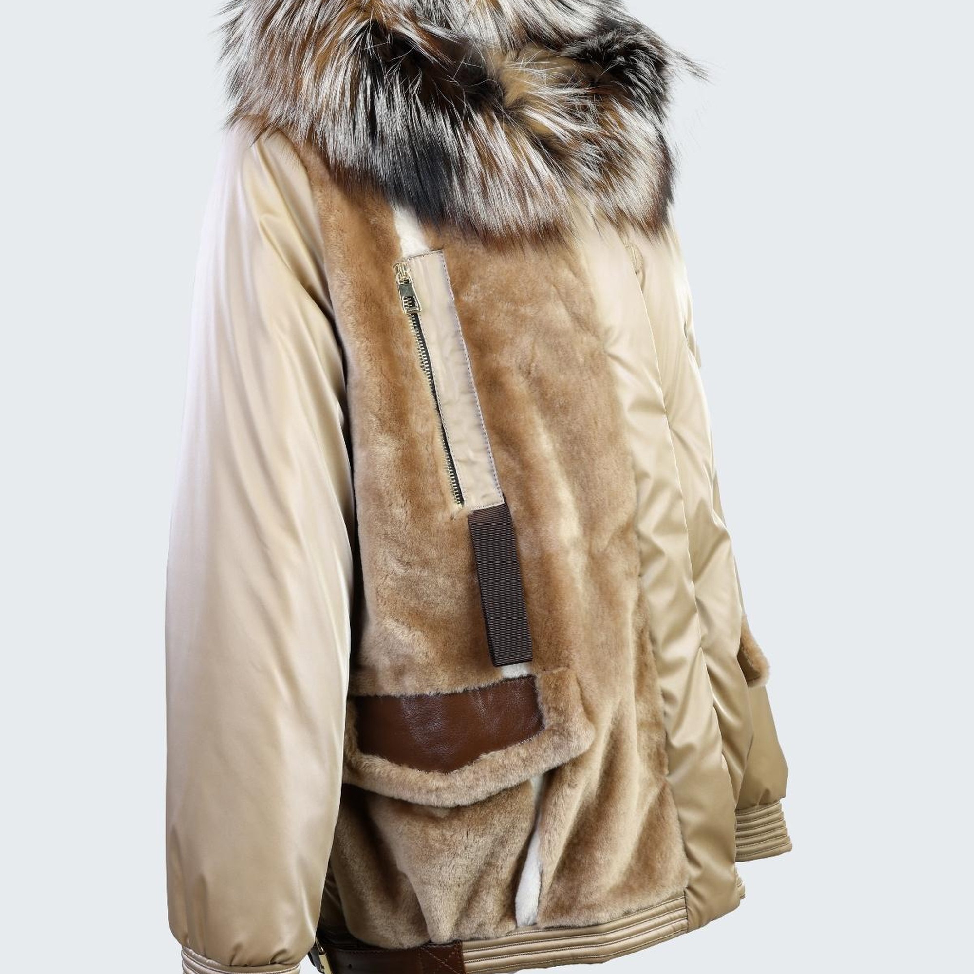 Valmenti Kadın Camel KURK/DERI/KUMAS Mont