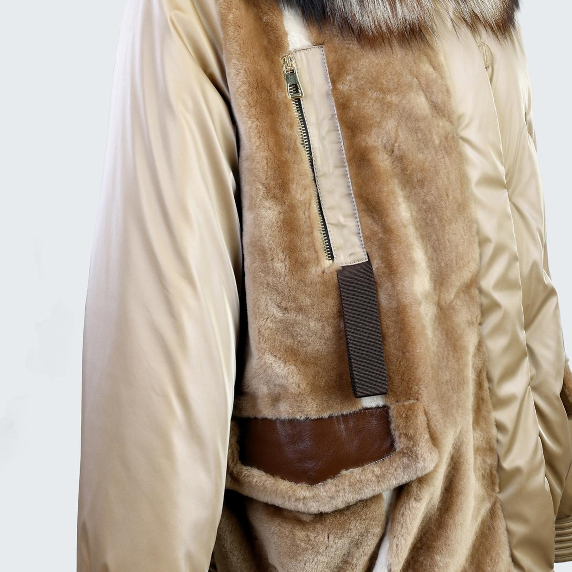 Valmenti Kadın Camel KURK/DERI/KUMAS Mont