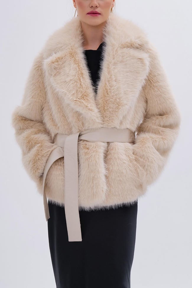  Valmenti Kadın Tekstil Bej Mont