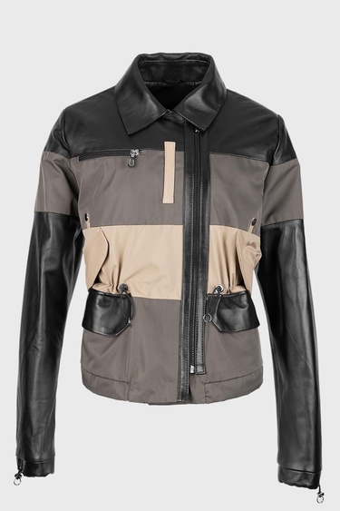  Valmenti Kadın Siyah Deri & Tekstil Deri Mont