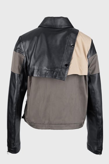  Valmenti Kadın Siyah Deri & Tekstil Deri Mont