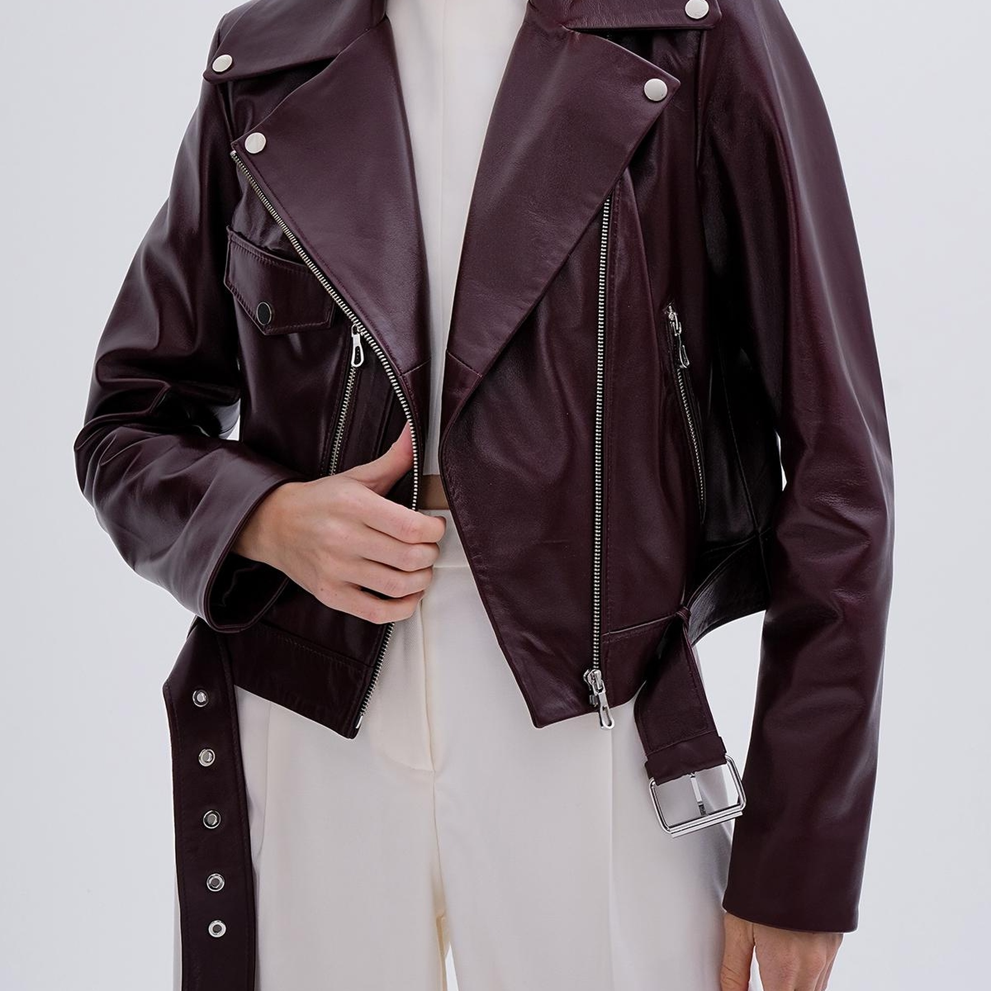 Valmenti Kadın Hakiki Deri Bordo Mont