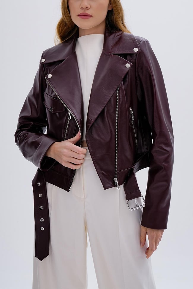  Valmenti Kadın Hakiki Deri Bordo Mont