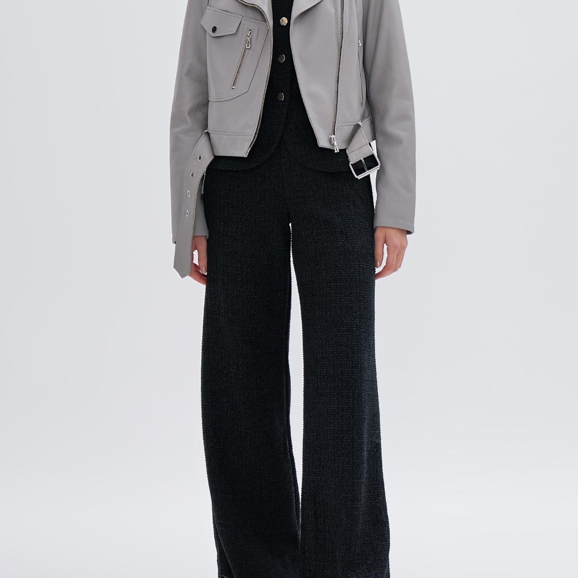 Valmenti Kadın Hakiki Deri Gri Mont