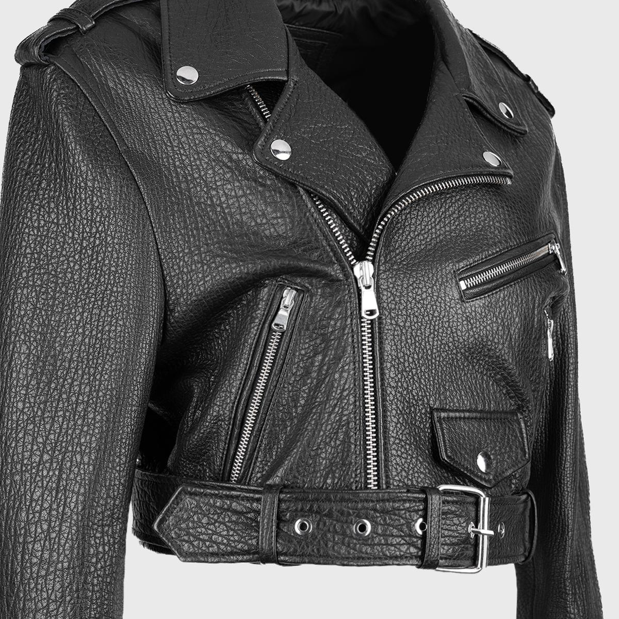 Valmenti Kadın Siyah Hakiki Deri Deri Mont