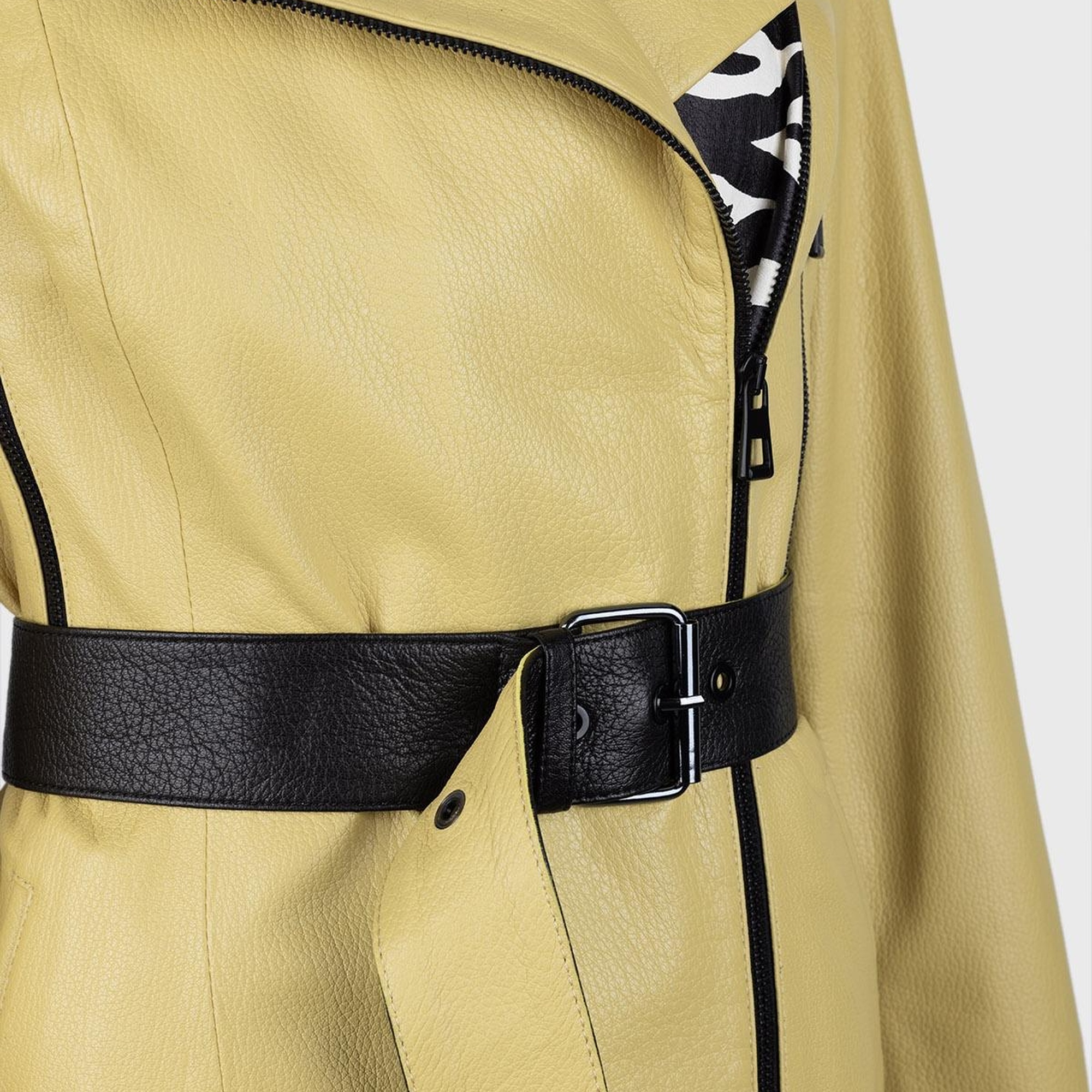 Valmenti Kadın Sarı Hakiki Deri Deri Mont