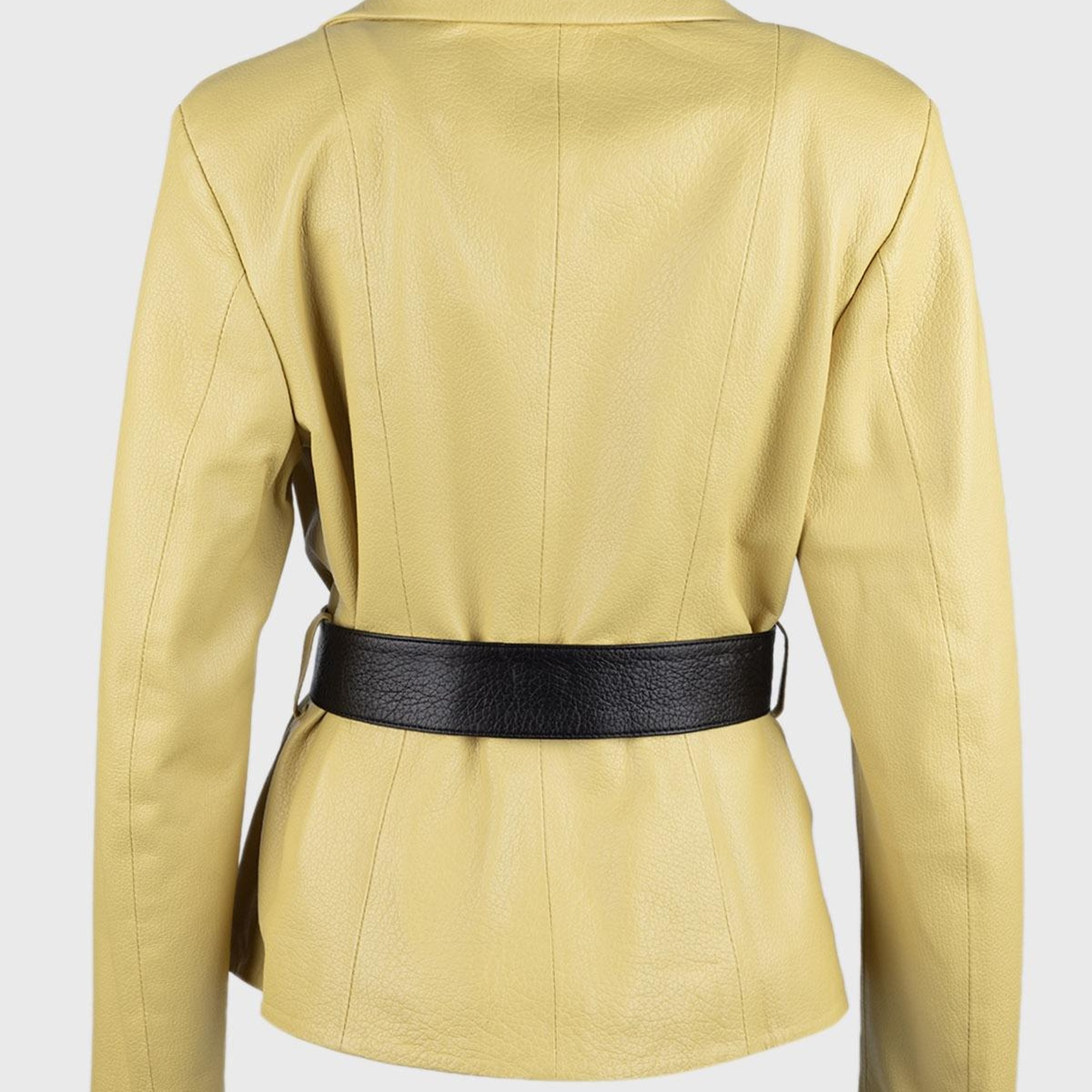 Valmenti Kadın Sarı Hakiki Deri Deri Mont