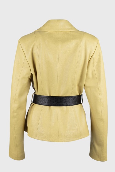  Valmenti Kadın Sarı Hakiki Deri Deri Mont