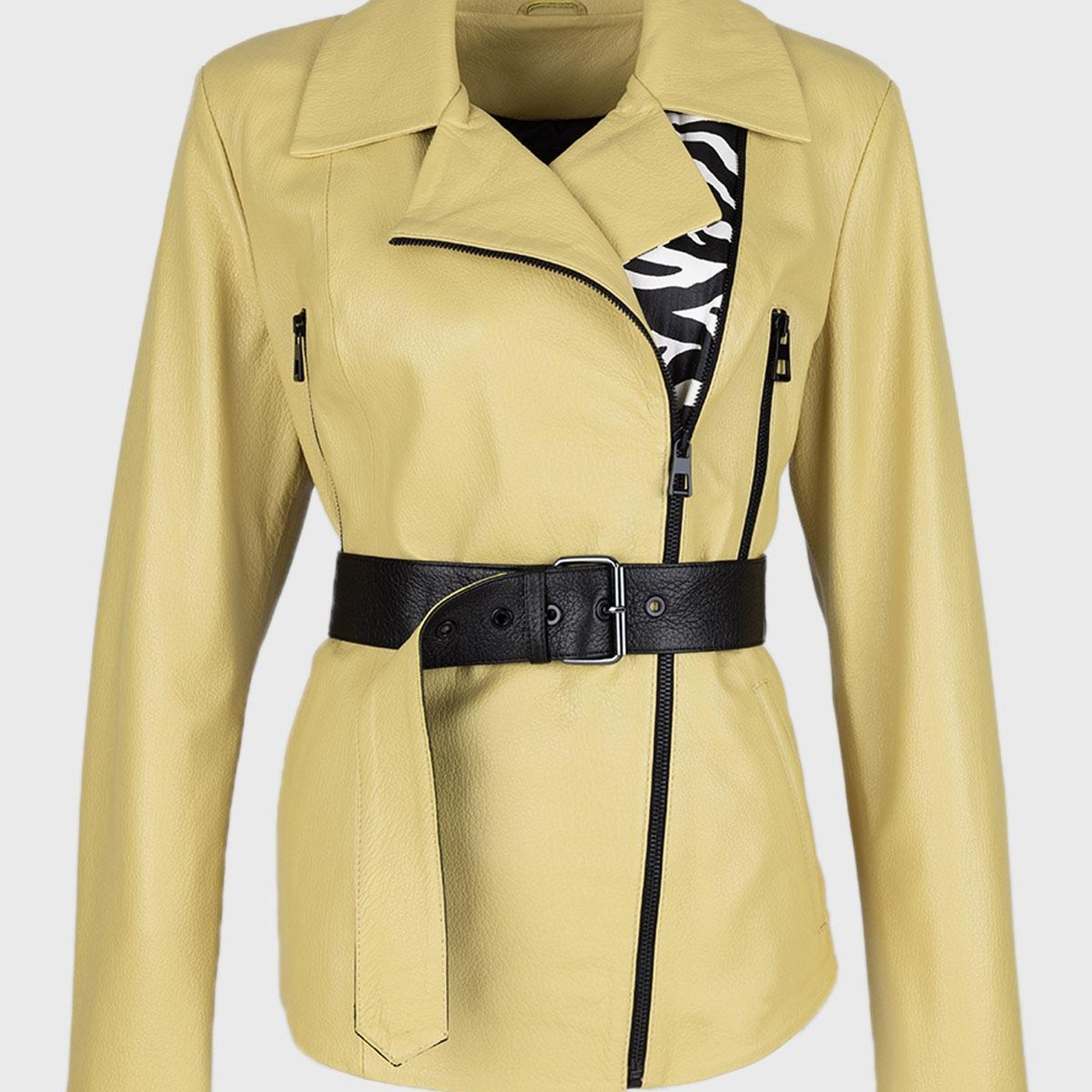 Valmenti Kadın Sarı Hakiki Deri Deri Mont