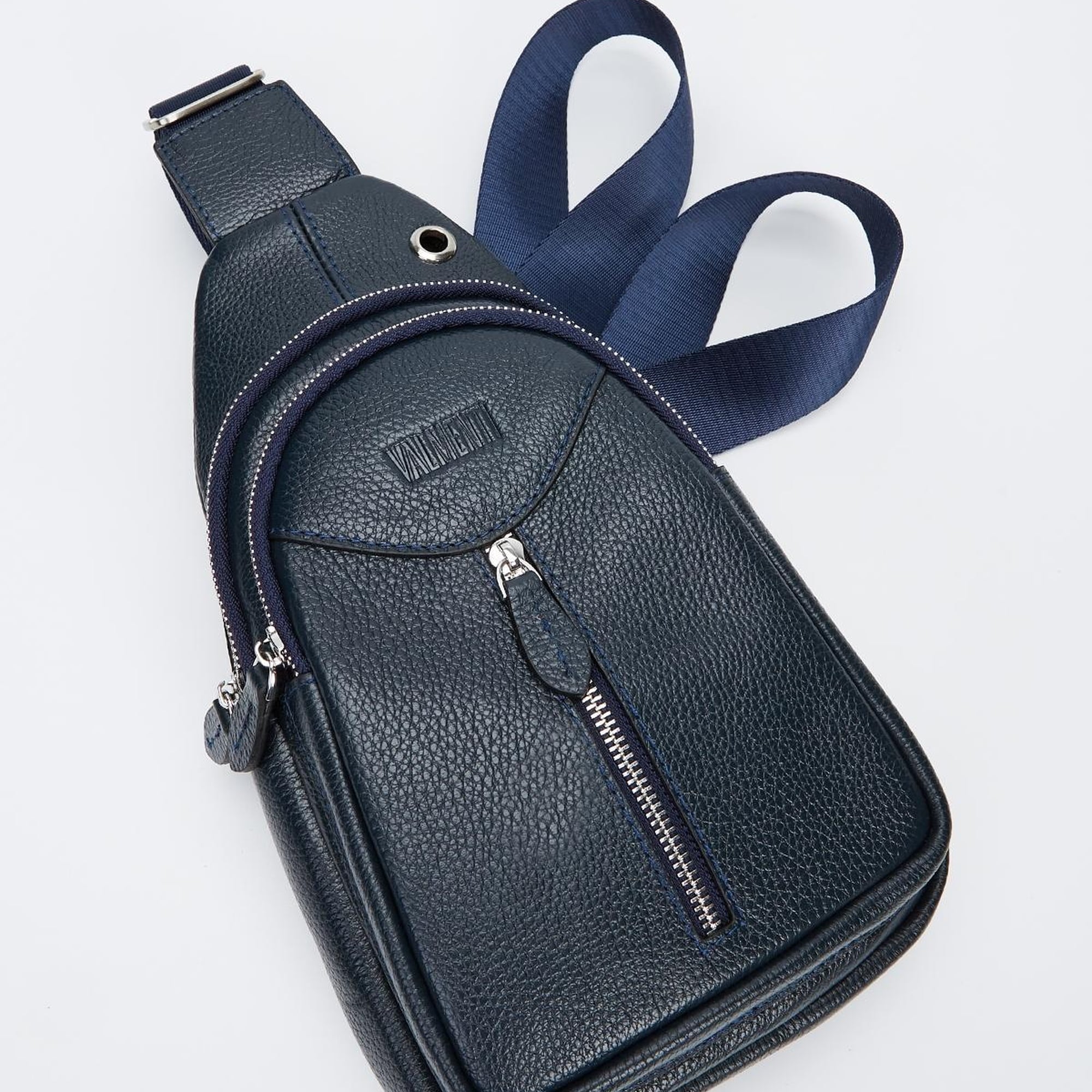 Valmenti Unisex Lacivert Hakiki Deri GÜNLÜK Çanta