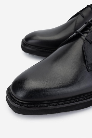  Valmenti Erkek Hakiki Deri Siyah Analin Casual Ayakkabı