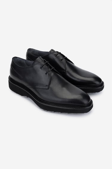  Valmenti Erkek Hakiki Deri Siyah Analin Casual Ayakkabı