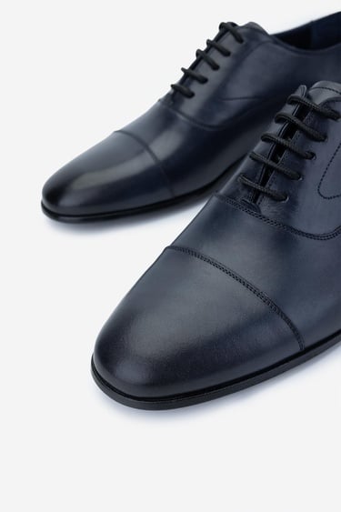 Valmenti Erkek Hakiki Deri Lacivert Klasik Ayakkabı