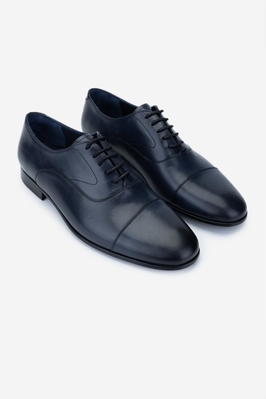  Valmenti Erkek Hakiki Deri Lacivert Klasik Ayakkabı