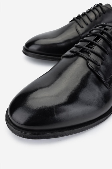  Valmenti Erkek Hakiki Deri Siyah Klasik Ayakkabı