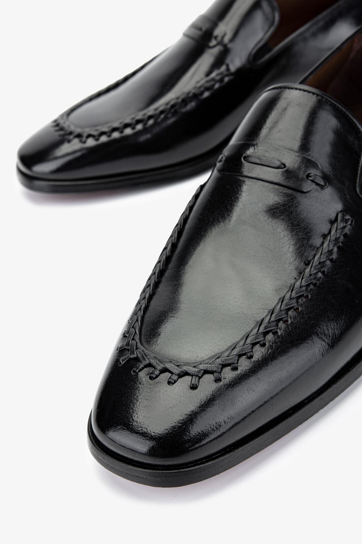 Valmenti Erkek Hakiki Deri Siyah Klasik Ayakkabı