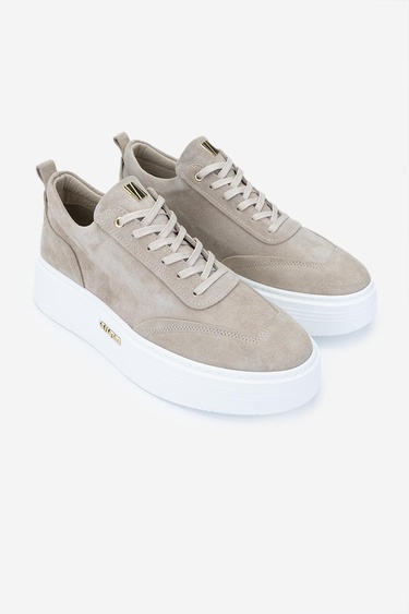  Valmenti Erkek Hakiki Deri Bej Süet Sneakers & Spor Ayakkabı