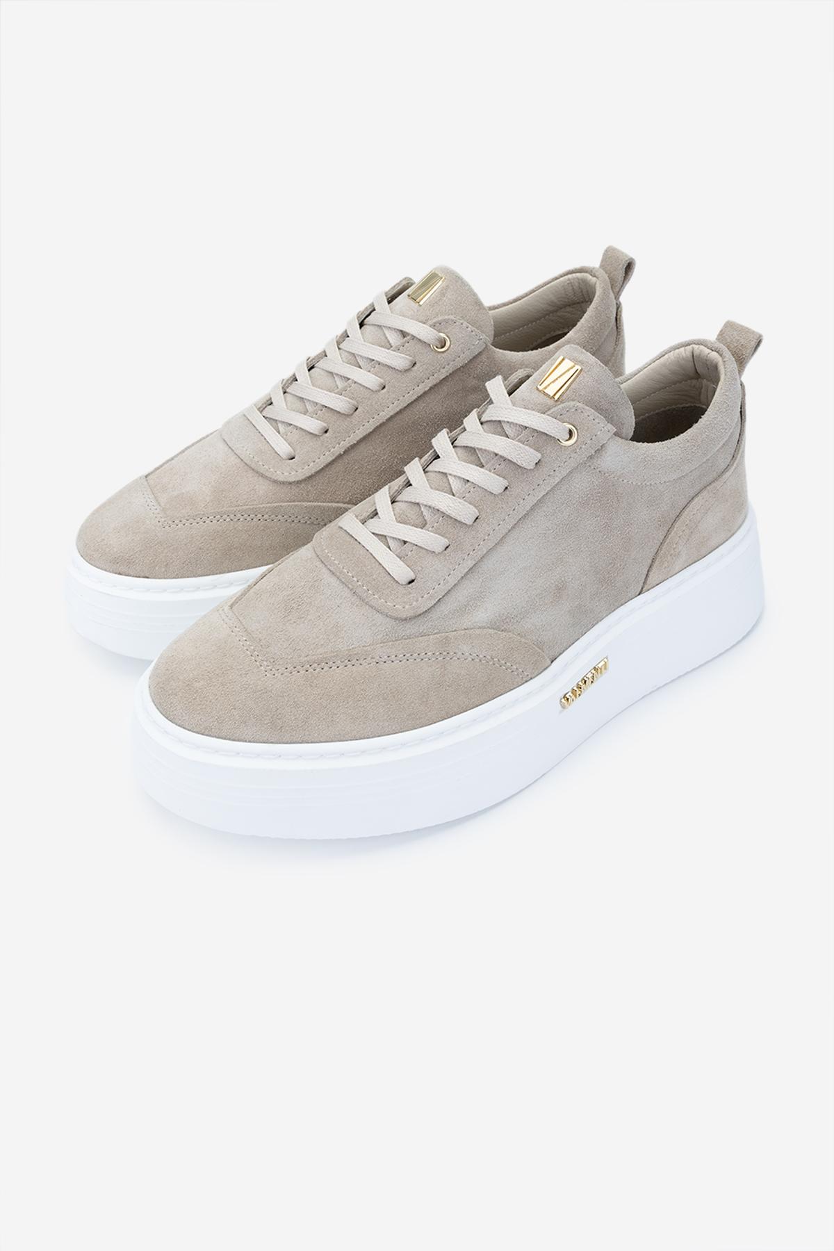  Valmenti Erkek Hakiki Deri Bej Süet Sneakers & Spor Ayakkabı