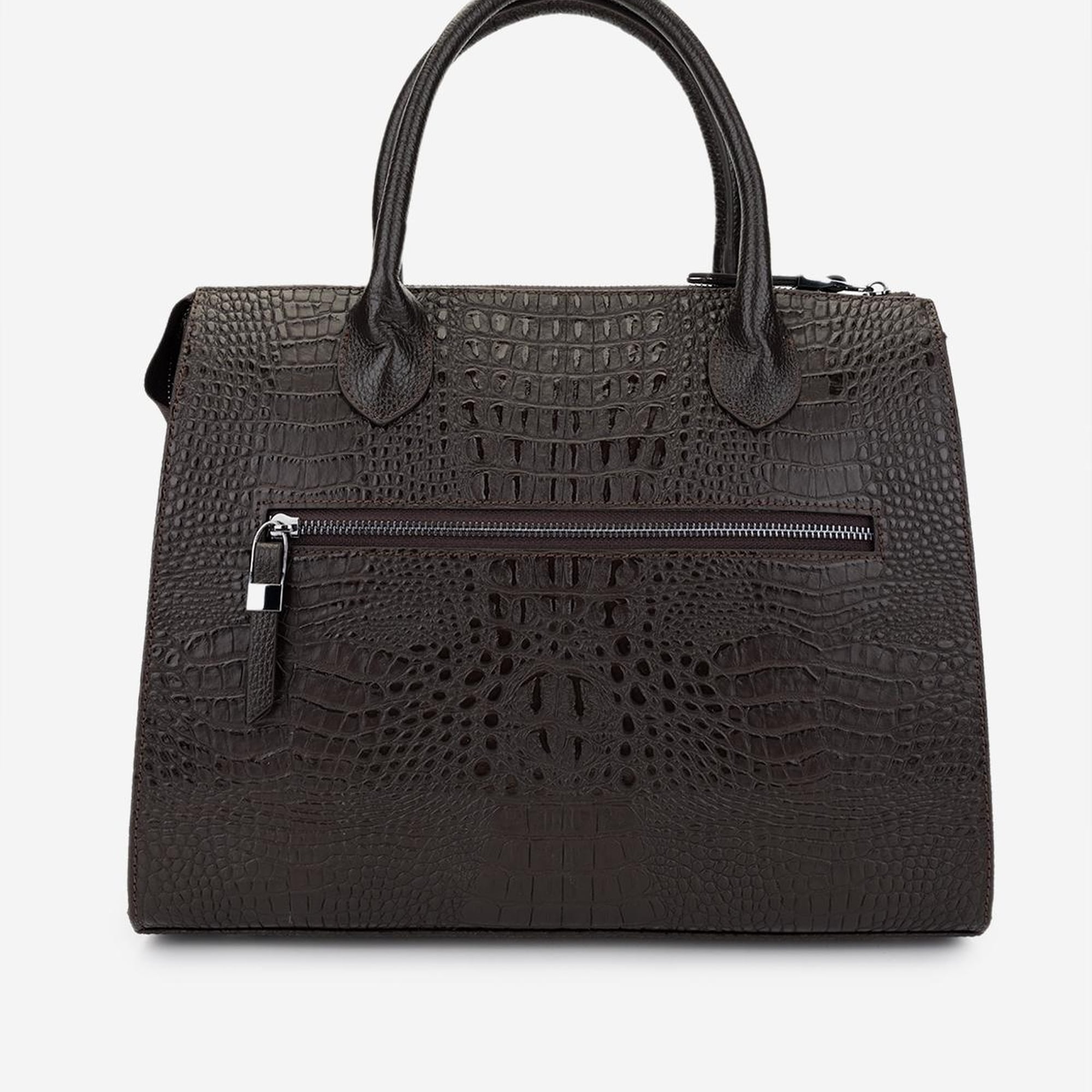 Valmenti Kadın Hakiki Deri Kahverengi Kroko Kol Çantası