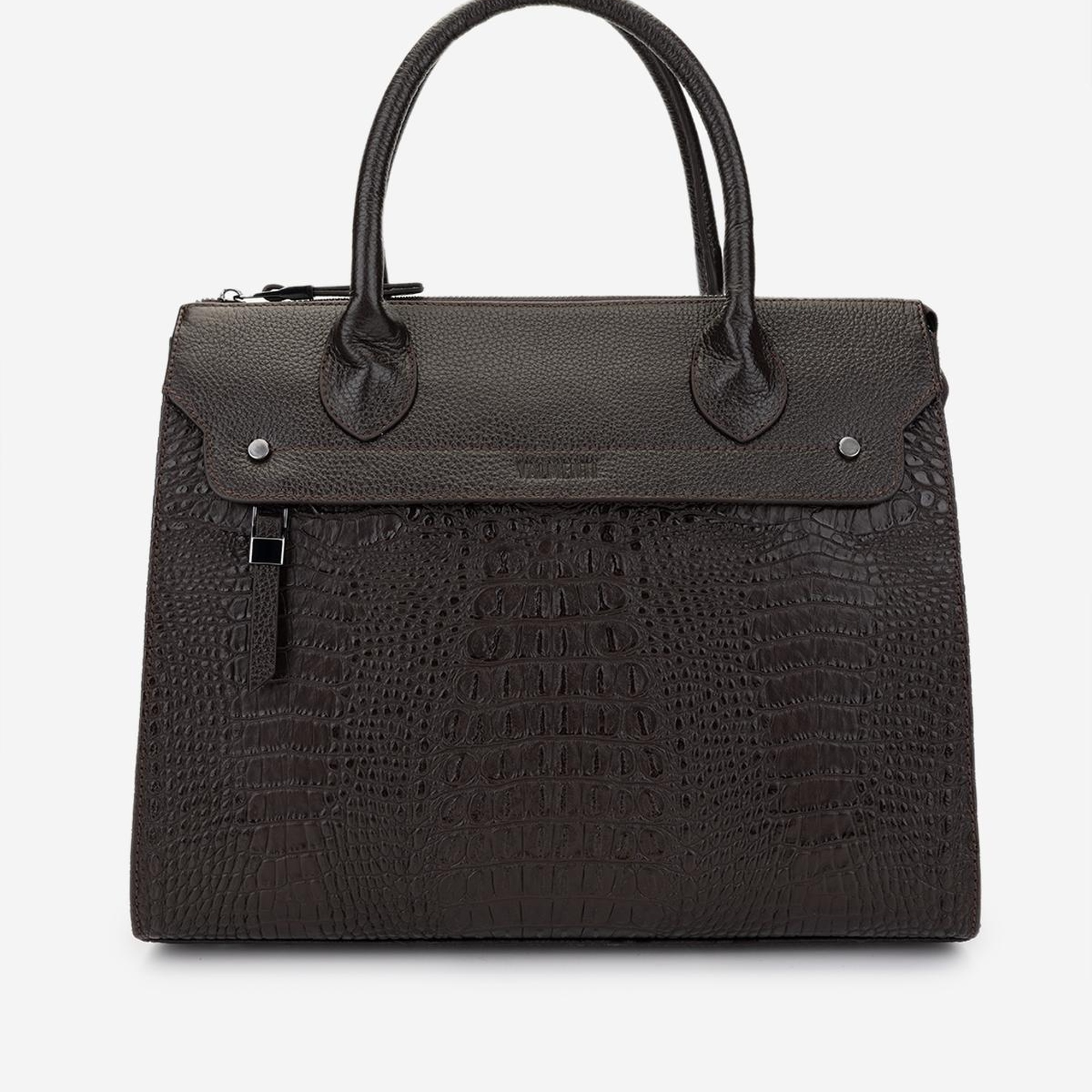 Valmenti Kadın Hakiki Deri Kahverengi Kroko Kol Çantası