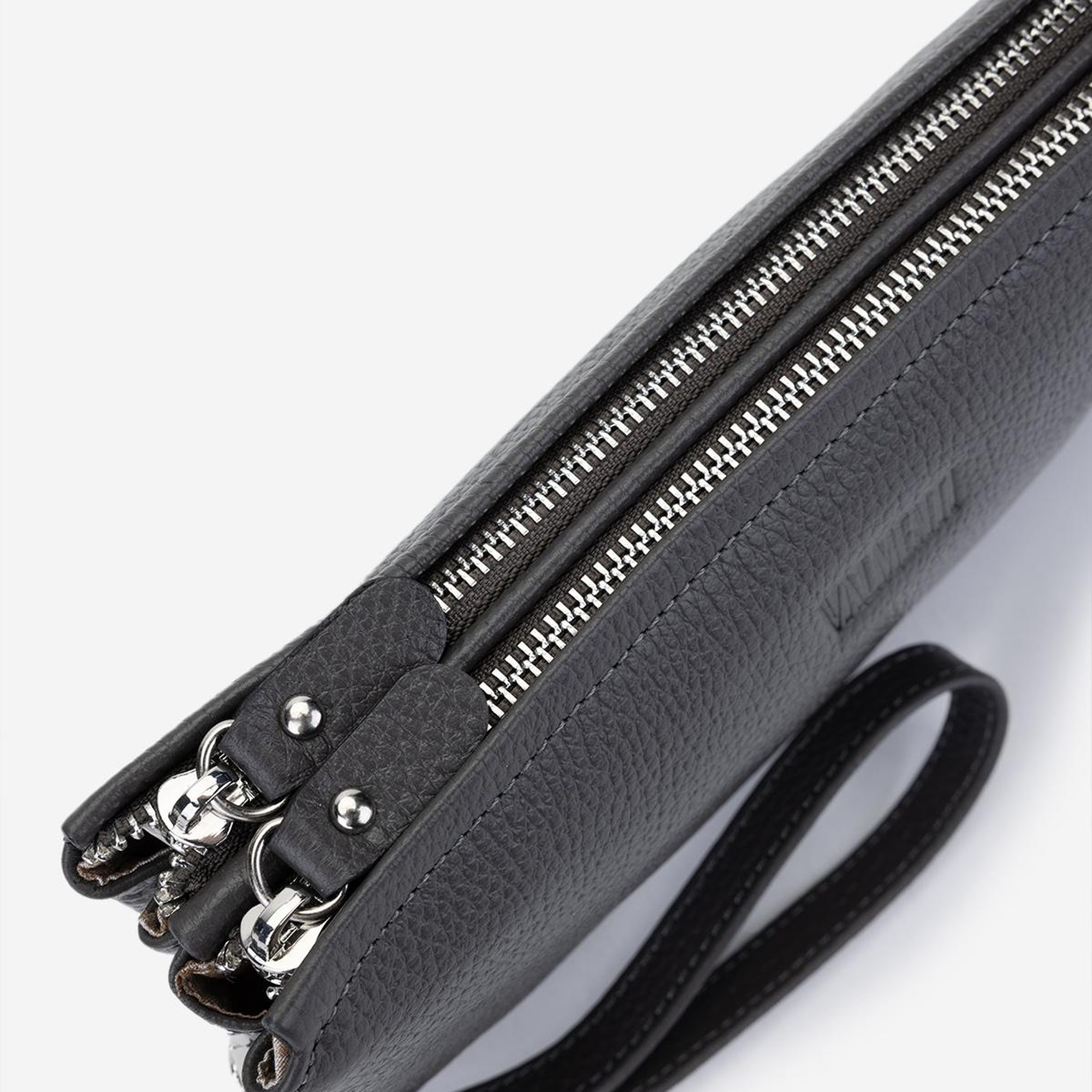 Valmenti Erkek Hakiki Deri Gri El Çantası