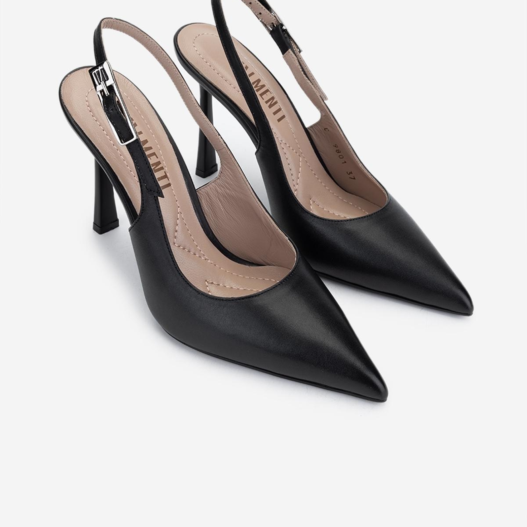 Valmenti Kadın Siyah Deri Topuklu Ayakkabı