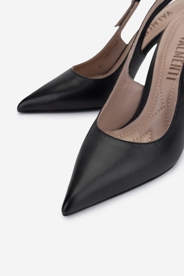  Valmenti Kadın Siyah Deri Topuklu Ayakkabı