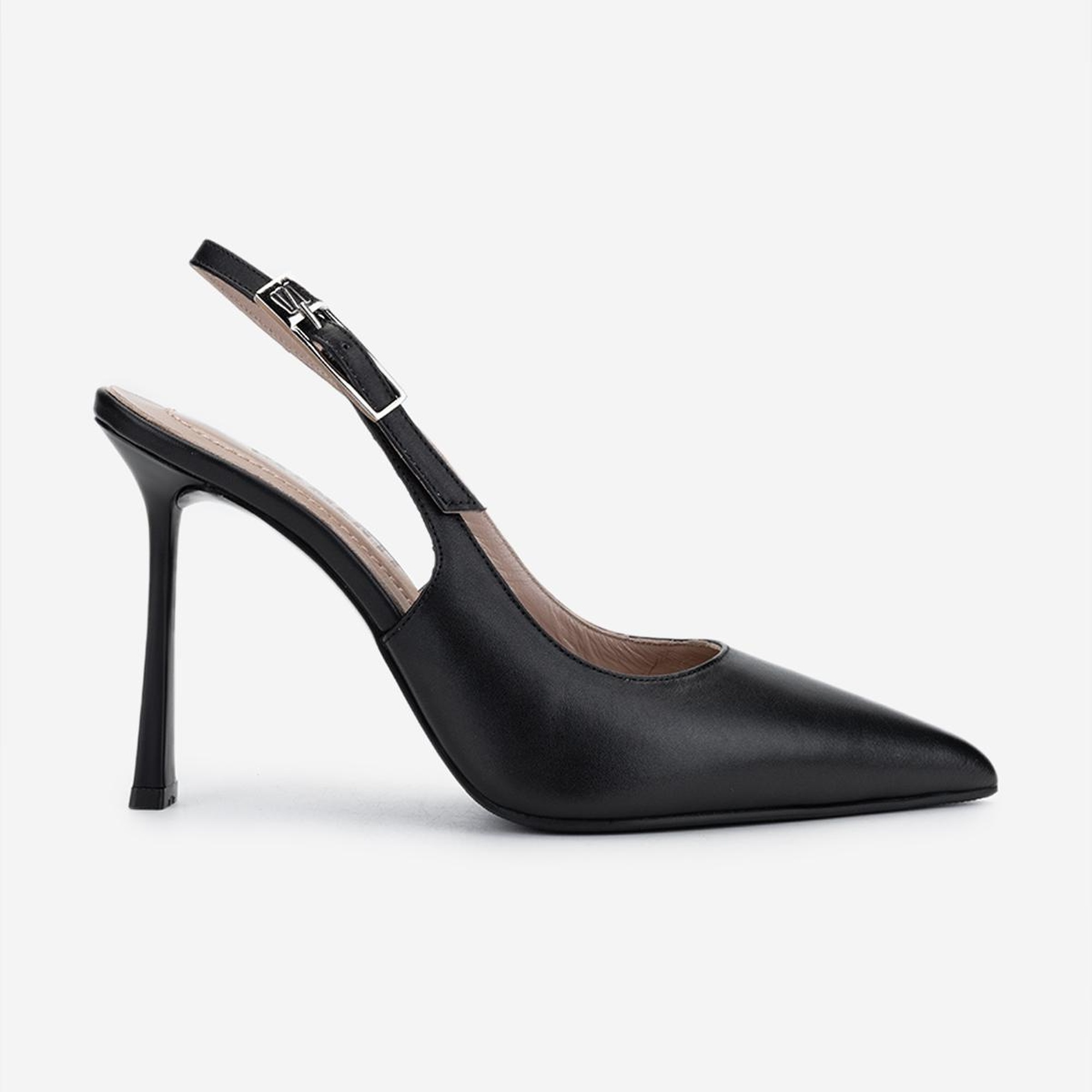 Valmenti Kadın Siyah Deri Topuklu Ayakkabı