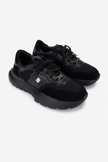  Valmenti Kadın Hakiki Deri Siyah Süet Sneakers & Spor Ayakkabı