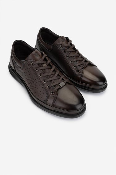  Valmenti Erkek Hakiki Deri Kahverengi Casual Ayakkabı