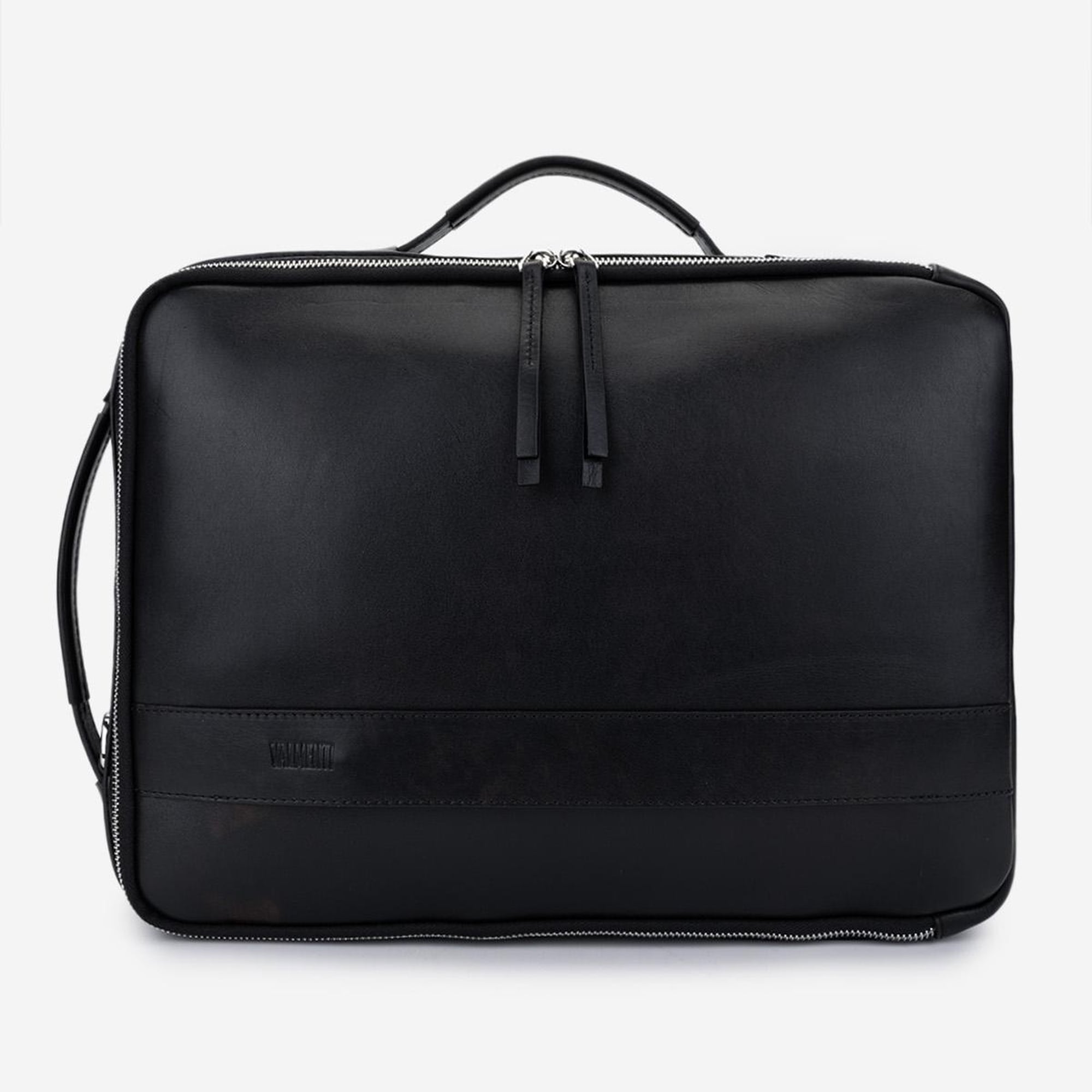Valmenti Erkek Hakiki Deri Siyah Eskitme Sırt & Evrak Çantası