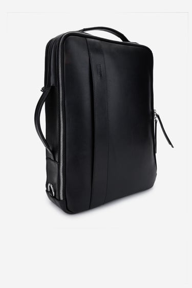  Valmenti Erkek Hakiki Deri Siyah Eskitme Sırt & Evrak Çantası