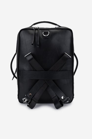  Valmenti Erkek Hakiki Deri Siyah Eskitme Sırt & Evrak Çantası