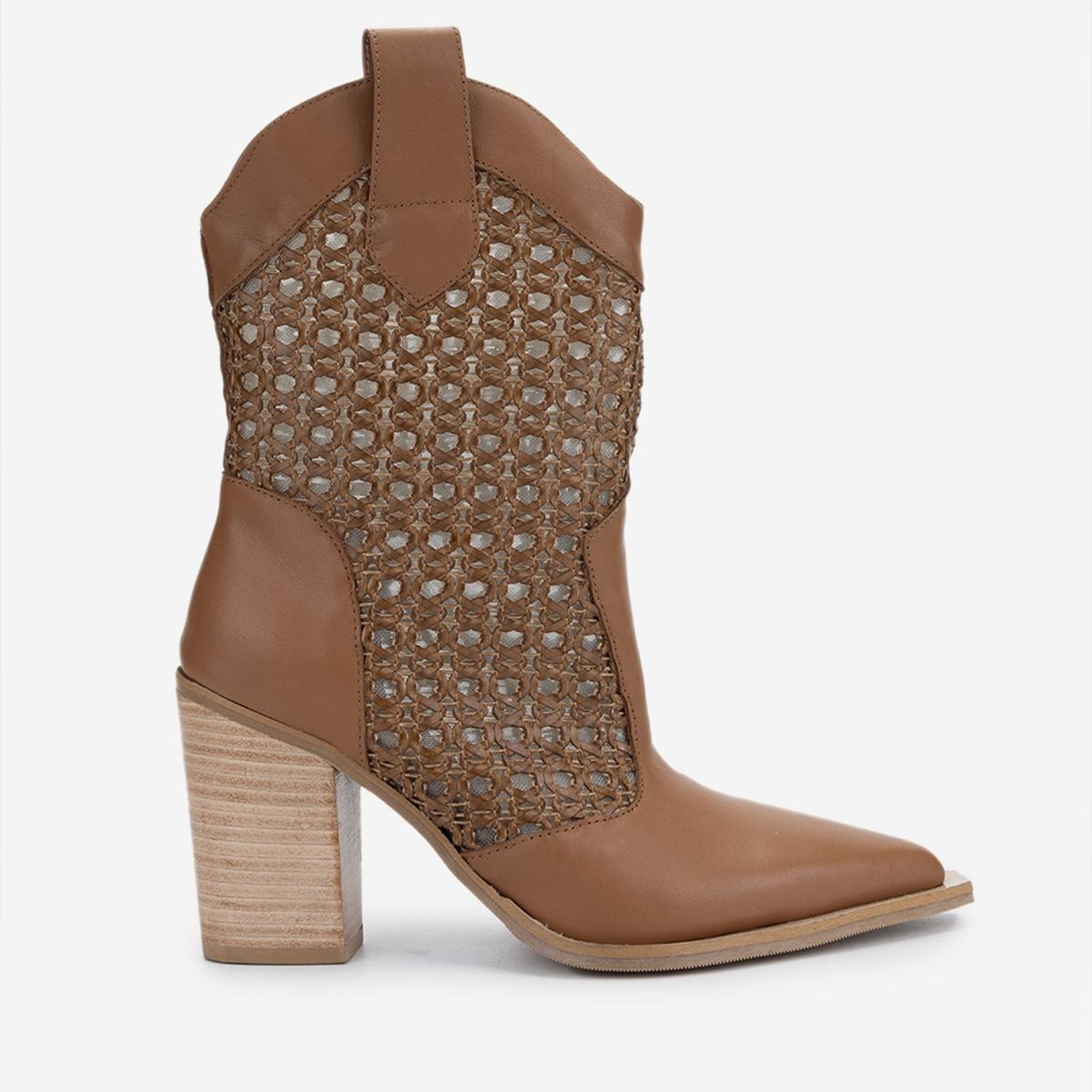 Valmenti Kadın Deri & Tekstil Taba Deri Topuklu Çizme