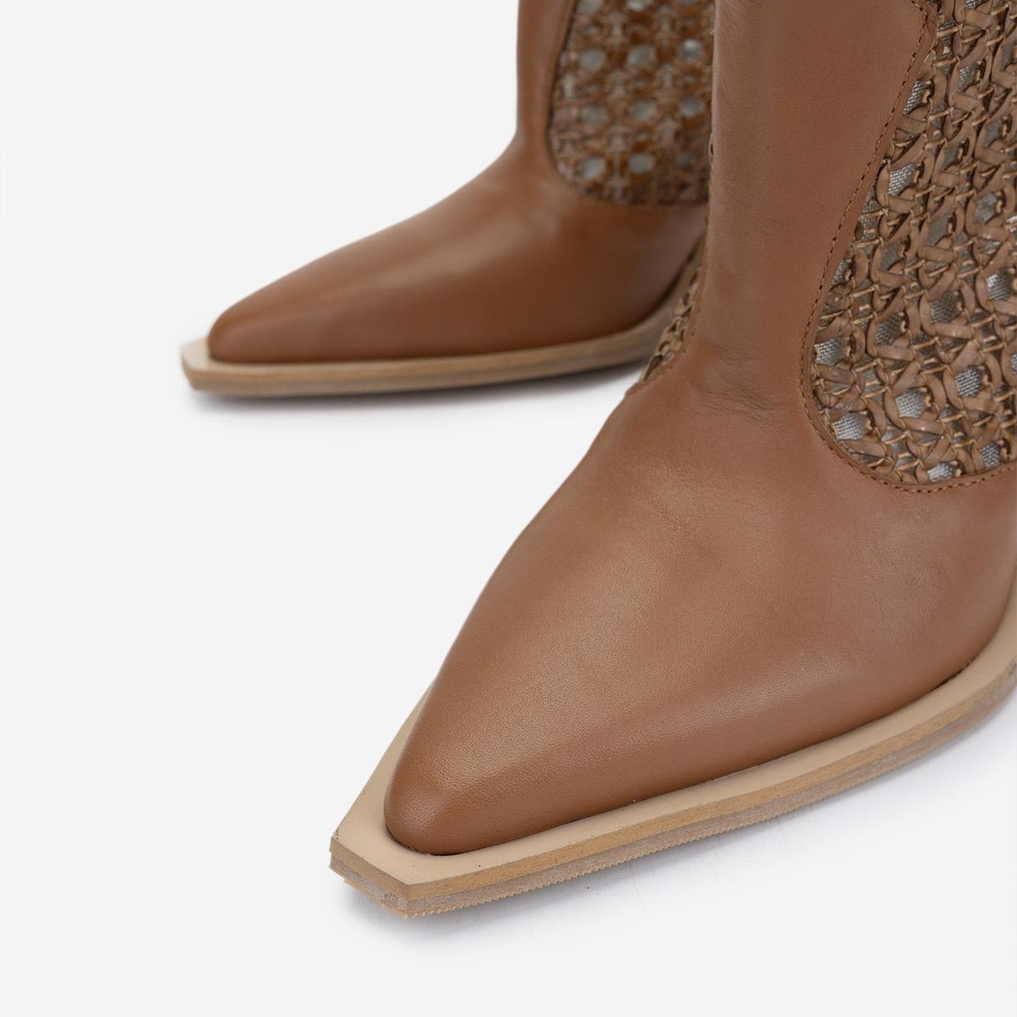 Valmenti Kadın Deri & Tekstil Taba Deri Topuklu Çizme