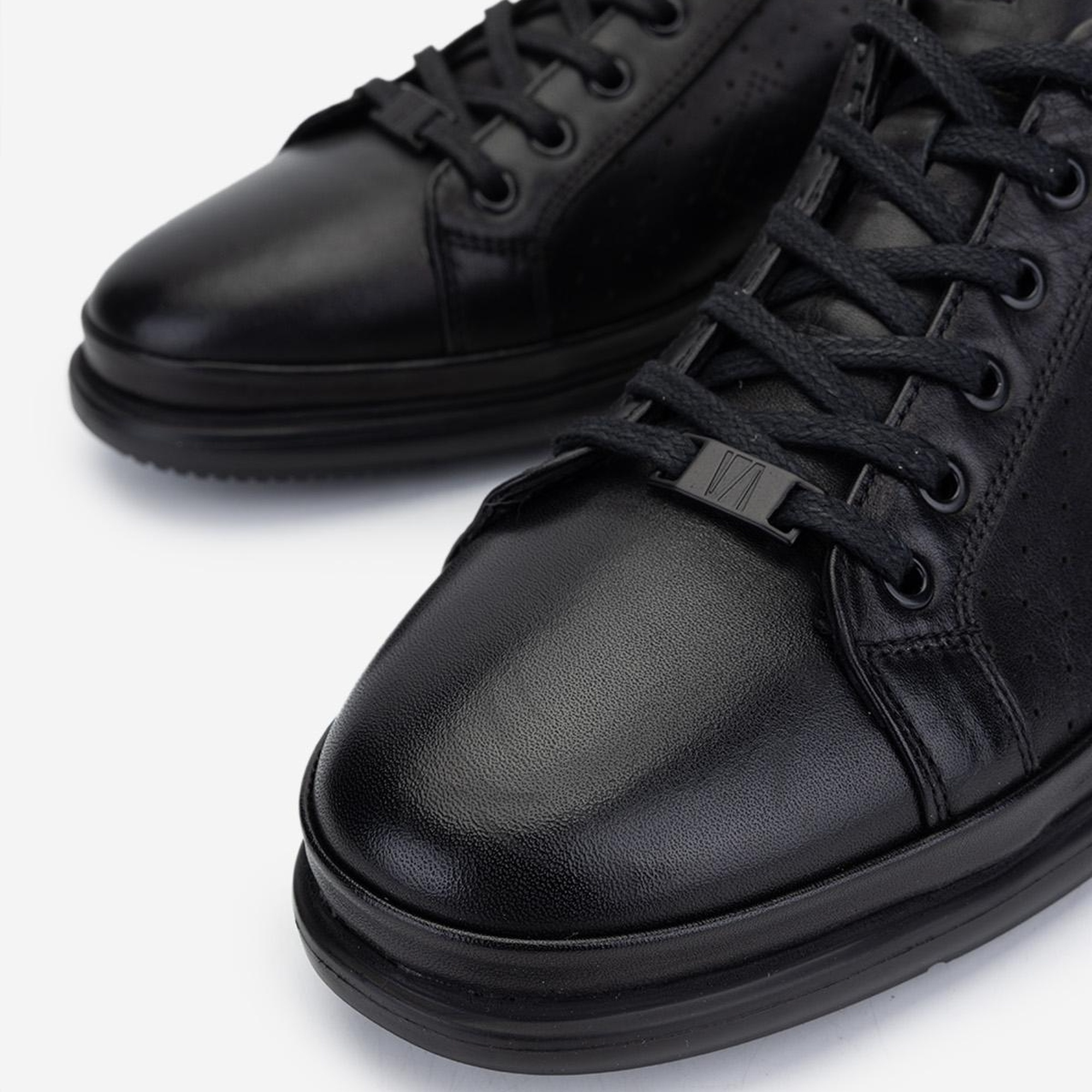 Valmenti Erkek Hakiki Deri Siyah Deri Casual Ayakkabı