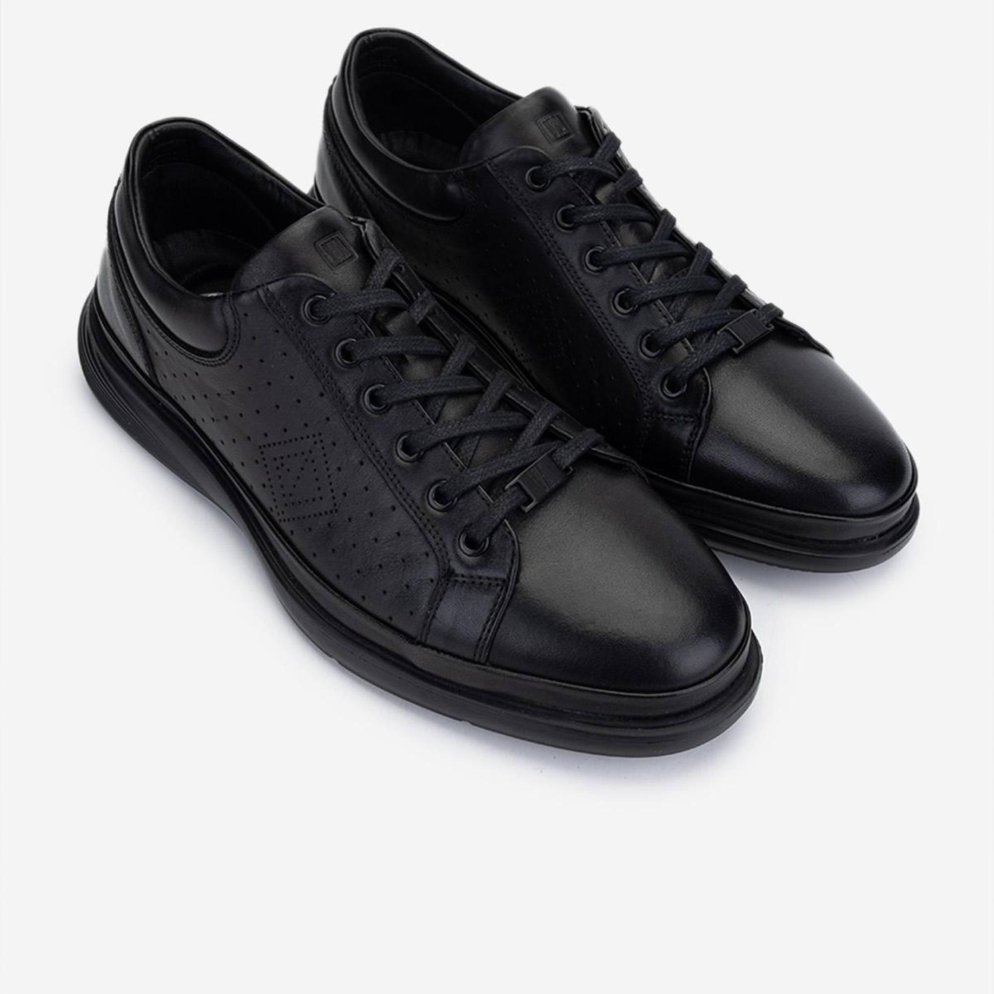 Valmenti Erkek Hakiki Deri Siyah Deri Casual Ayakkabı