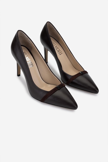  Valmenti Kadın Hakiki Deri Kahverengi Topuklu Ayakkabı