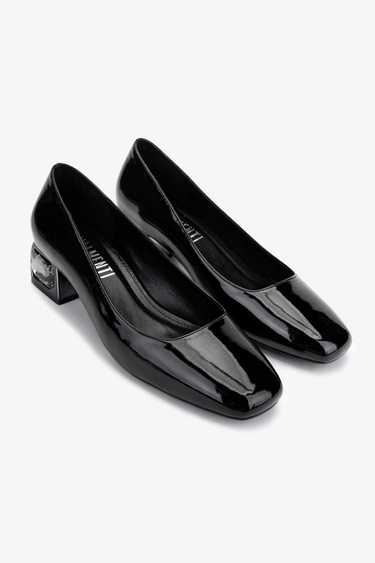  Valmenti Kadın Siyah Rugan Topuklu Ayakkabı