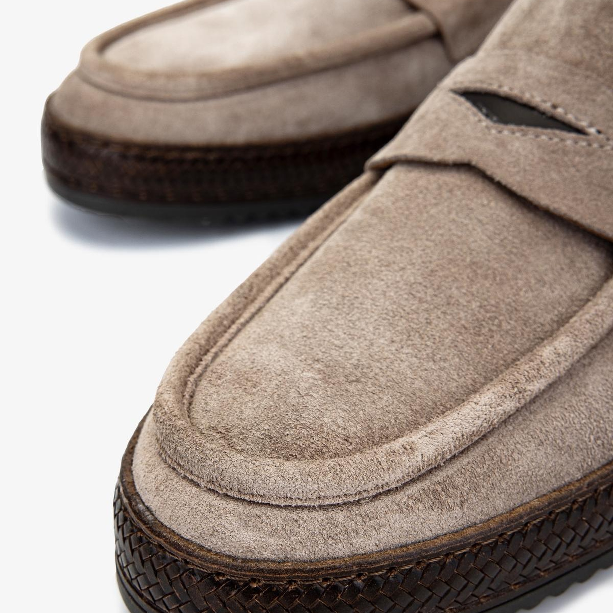 Valmenti Erkek Hakiki Deri Bej Süet Loafer Ayakkabı