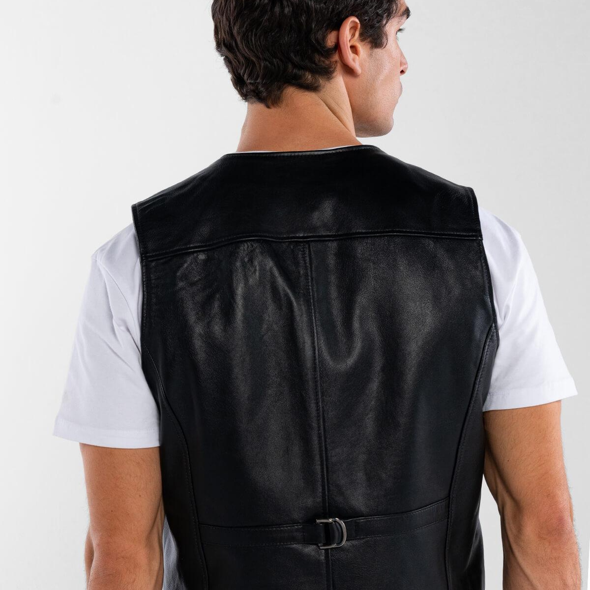 Tamer Tanca Erkek Hakiki Deri Siyah Yelek Deri Mont