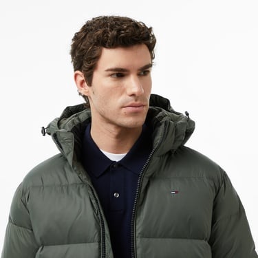  Tommy Jeans Essential Down Erkek Yeşil Mont