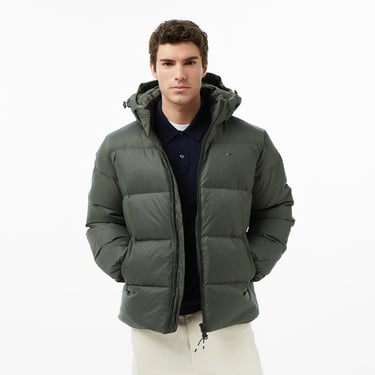  Tommy Jeans Essential Down Erkek Yeşil Mont