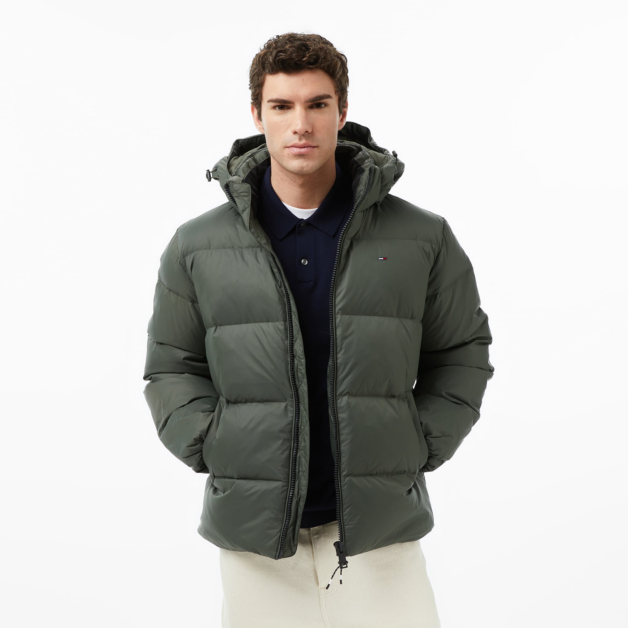  Tommy Jeans Essential Down Erkek Yeşil Mont