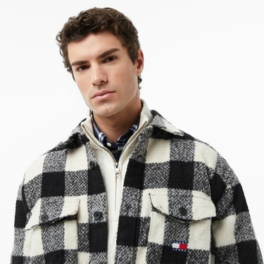  Tommy Jeans Check Overshirt Erkek Siyah Gömlek